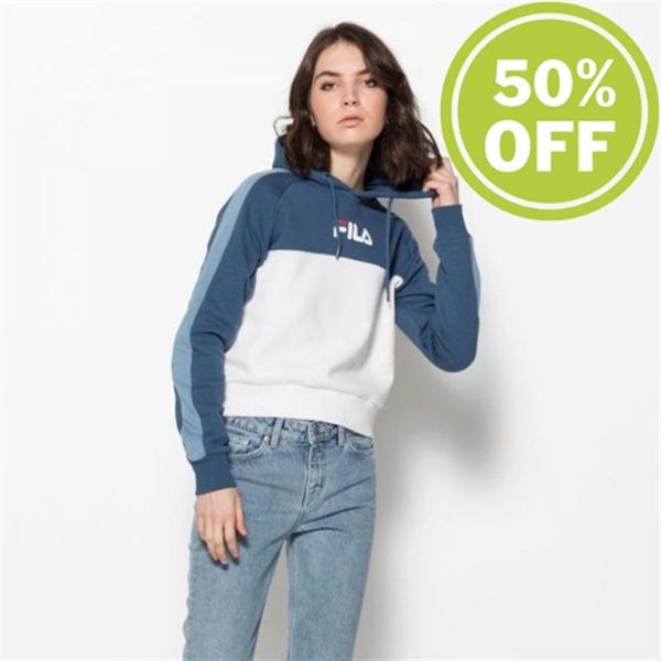 Moletons Fila Mulher Azuis/Branco/Azuis Cinzentas - Fila Landers Hoodie Ensign Loja Online Portugal,